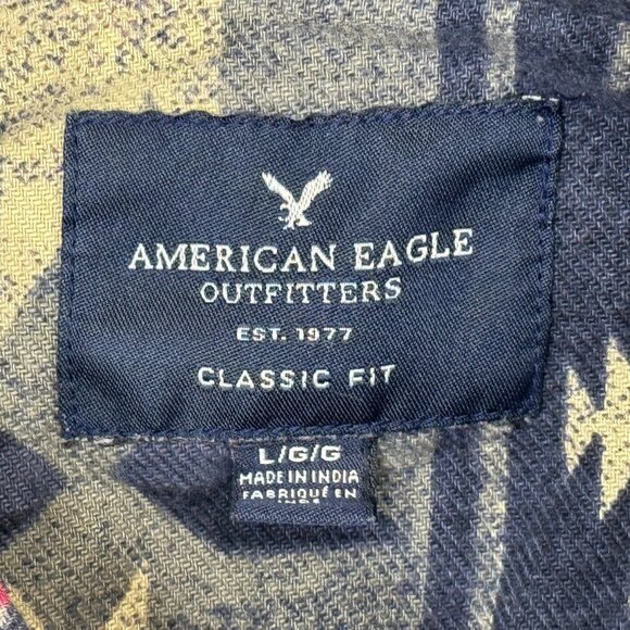 American Eagle AE Aztec Shirt Mens L Button Down Western Southwest Rodeo Pocket - Picture 3 of 7